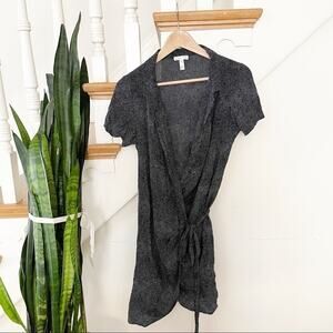 Leith Black & White Polka Dot Wrap Mini Dress Size X-Small